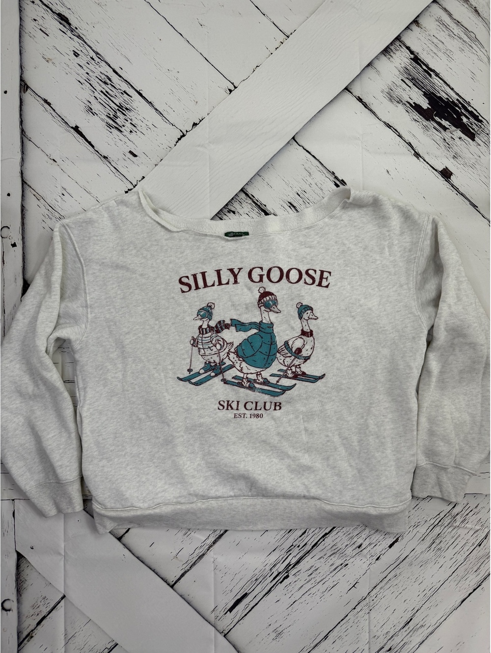 Cozy Casual NWOT Wild Fable “Silly Goose” Off Shoulder Sweatshirt Women LG - Picture 1 of 6
